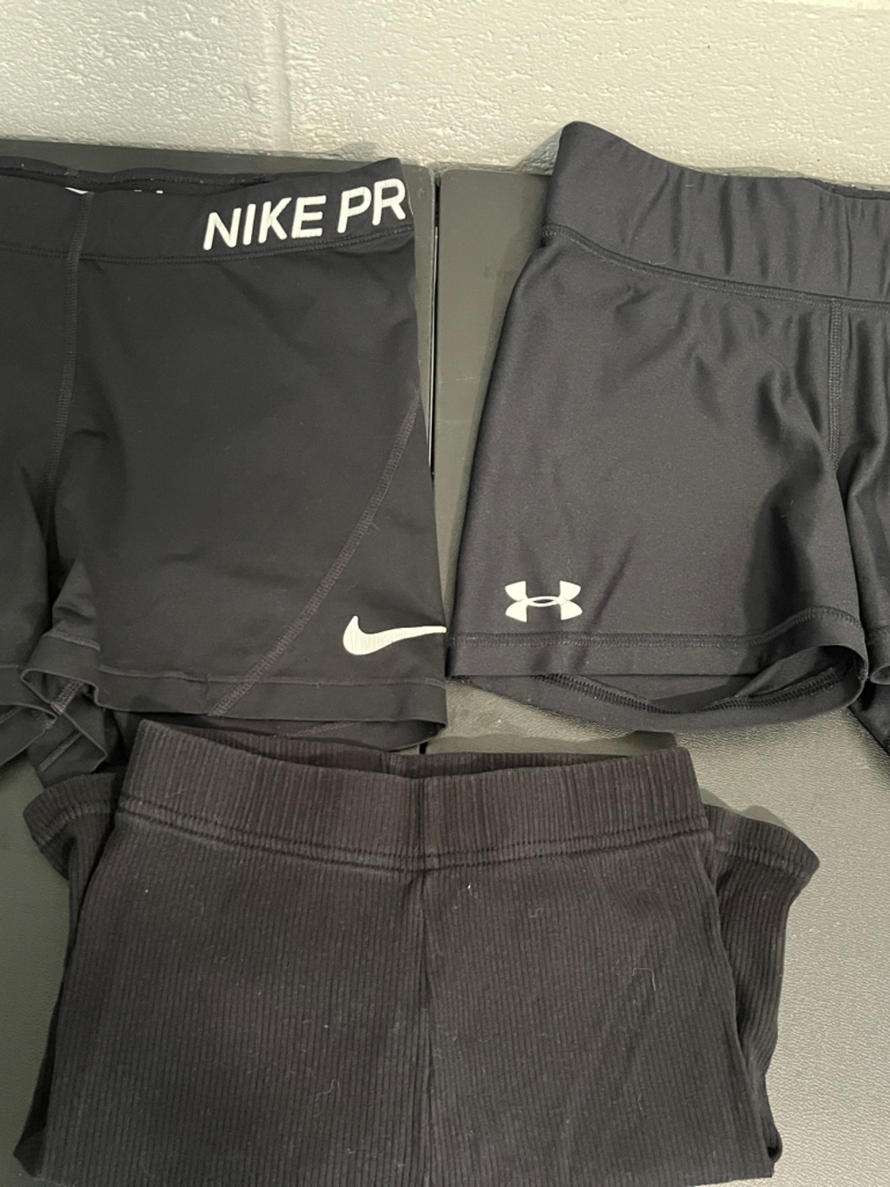 3 Pair Athletic Shorts- Under Armour, Nike Pro and H&M- Small/Medium